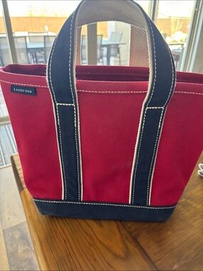 Lands' End Navy & Red Canvas Bag Small